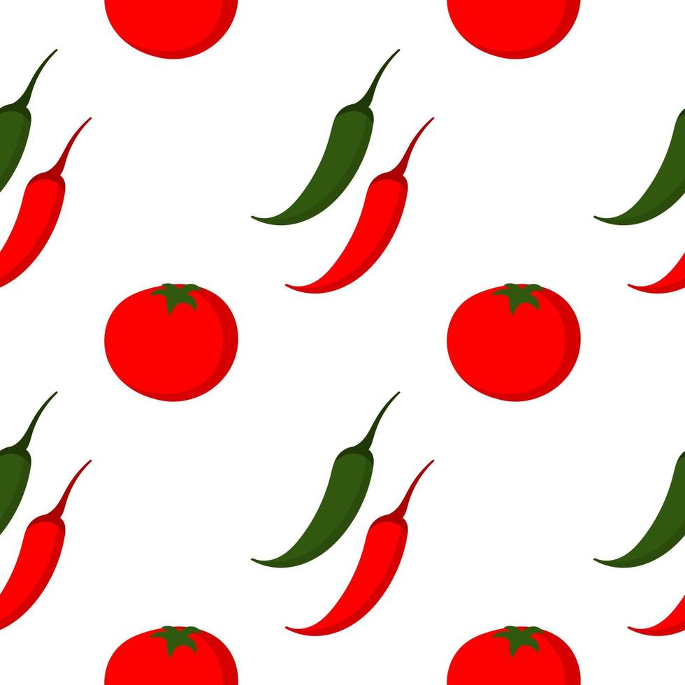 chili and tomato seamless pattern vector