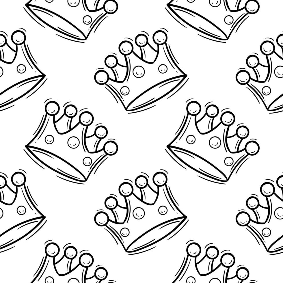 seamless pattern hand drawn kings crown vector