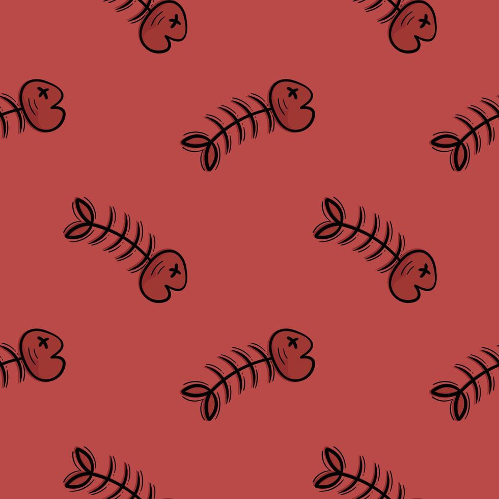 fishbone hand drawn seamless pattern vector