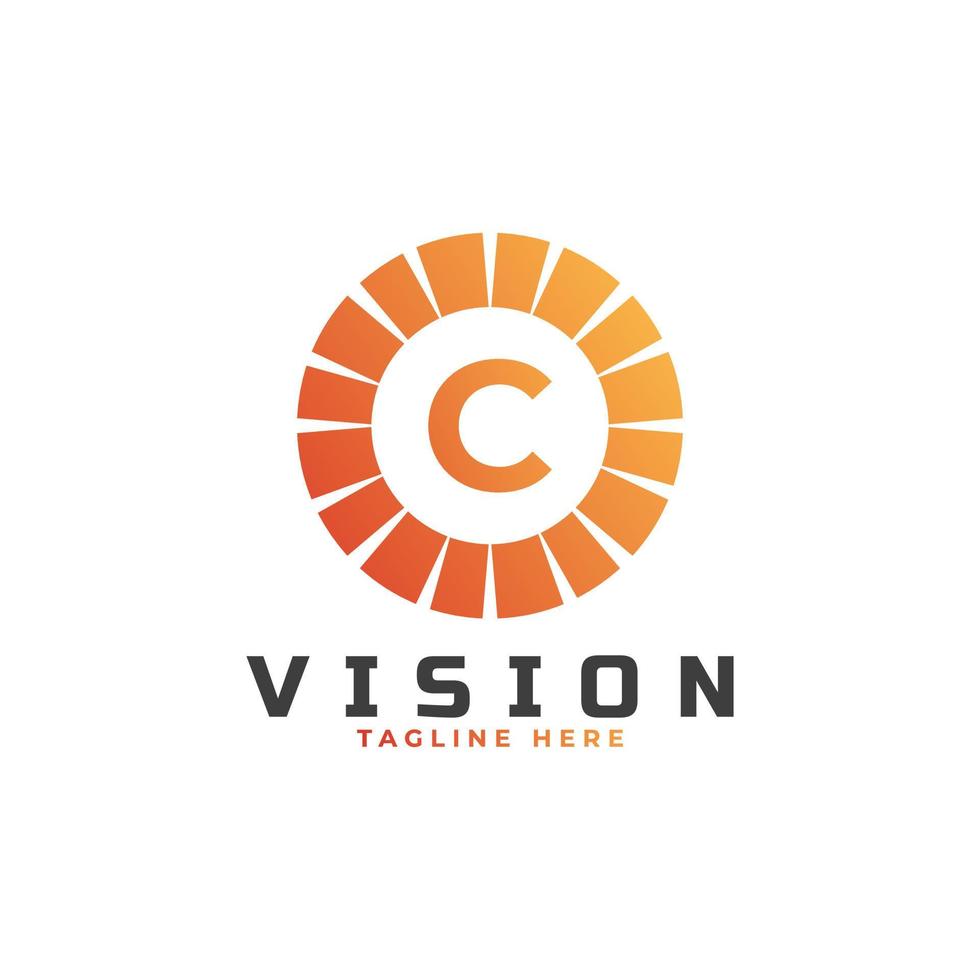 elemento de plantilla de diseño de logotipo de letra inicial c de visión vector