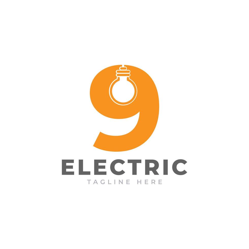 Modern Number 9 Smart Light Bulb Logo Design Vector Graphic Icon Template