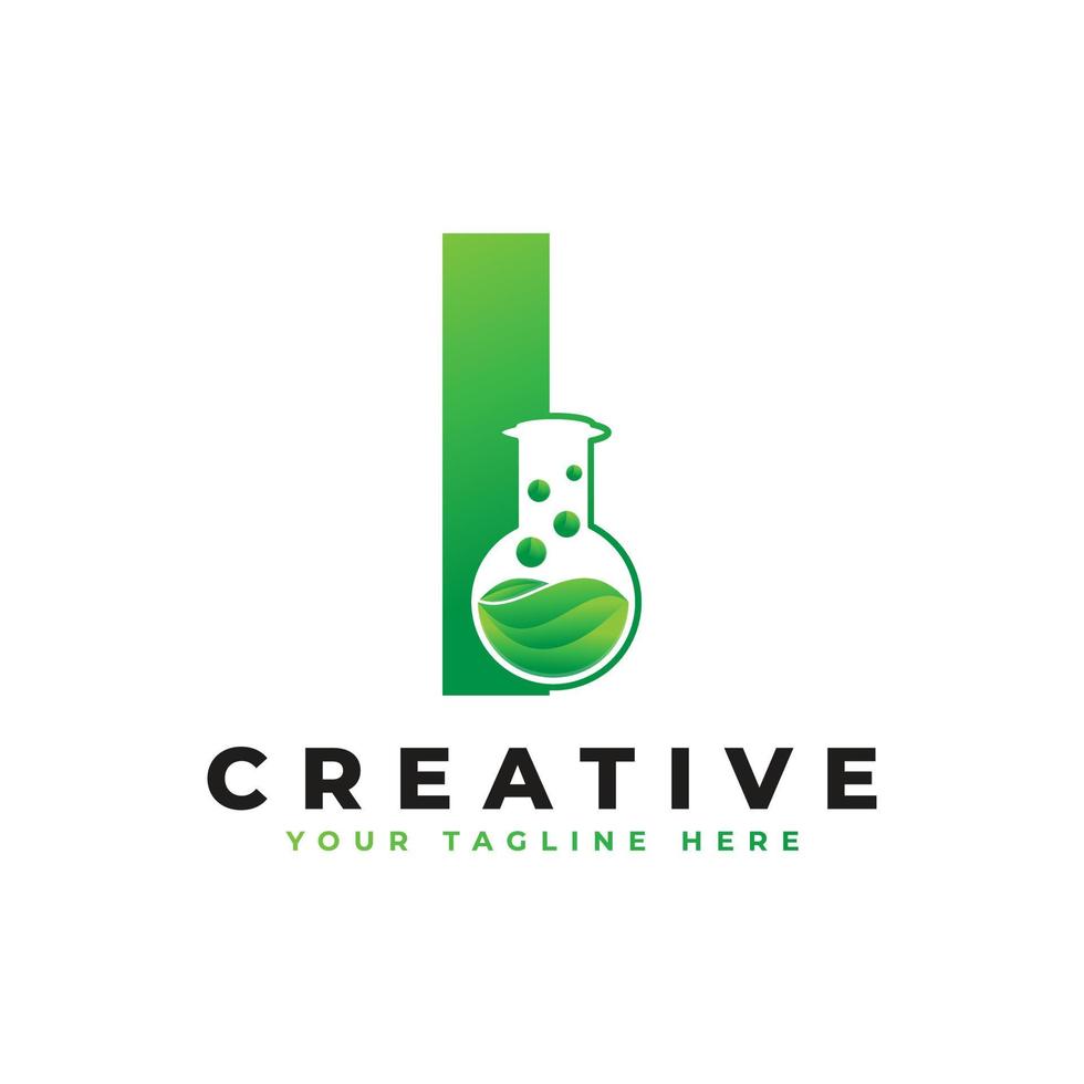 letra i con logo de laboratorio abstracto. utilizable para logotipos de negocios, ciencia, salud, medicina, laboratorio, química y naturaleza. vector