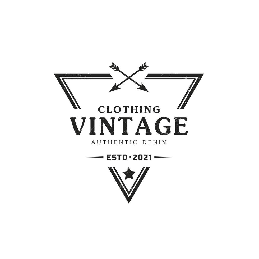 insignia de etiqueta retro vintage clásica para elemento de plantilla de diseño de emblema de logotipo de triángulo de ropa vector