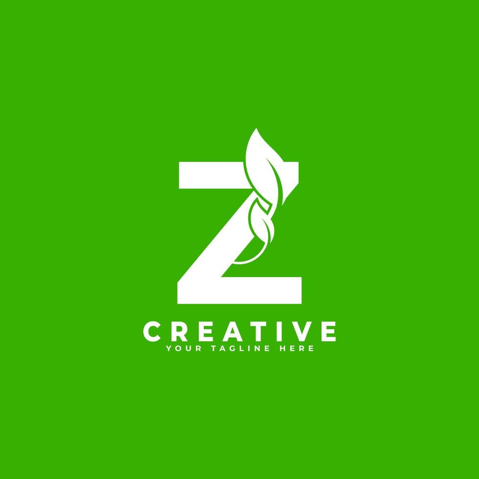 letra z con elemento de diseño de logotipo de hoja sobre fondo verde. utilizable para logotipos de negocios, ciencia, salud, medicina y naturaleza vector