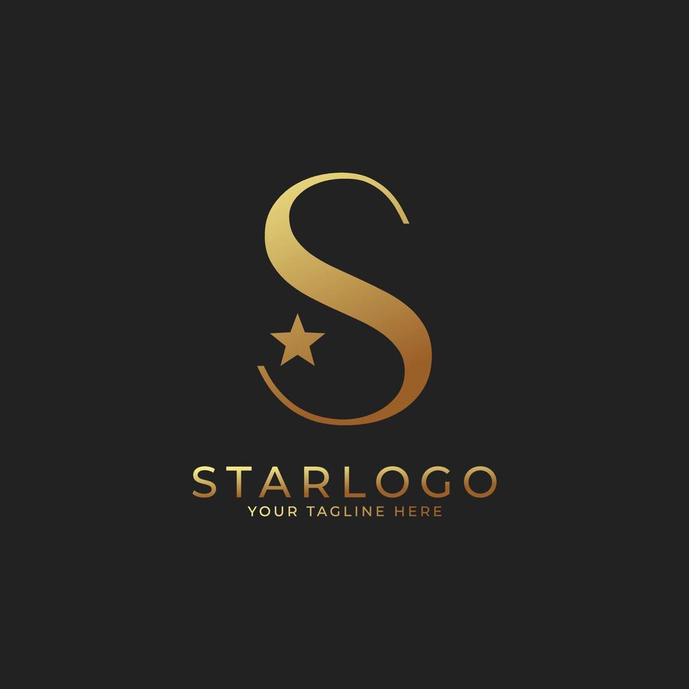 Abstract Initial Letter S Star Logo. Gold A Letter with Star Icon Combination. Usable for Business and Branding Logos. vector