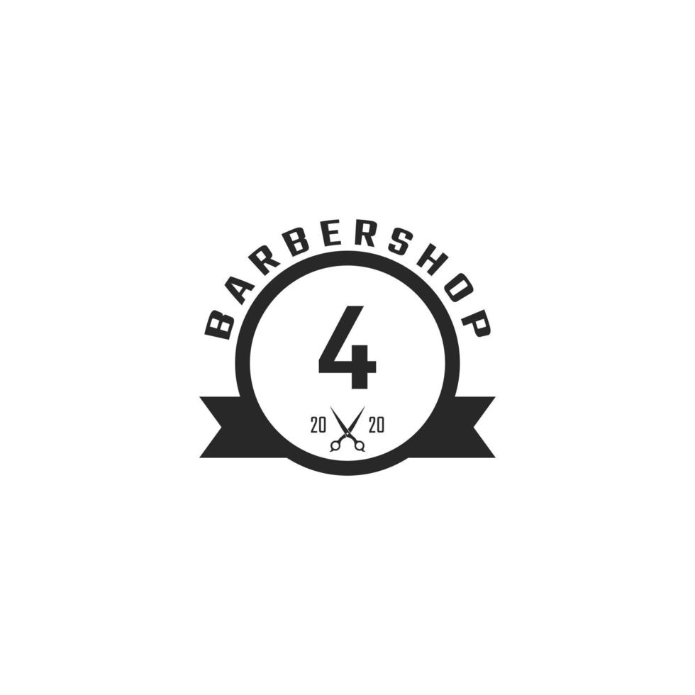 insignia de barbería vintage número 4 e inspiración para el diseño del logotipo vector
