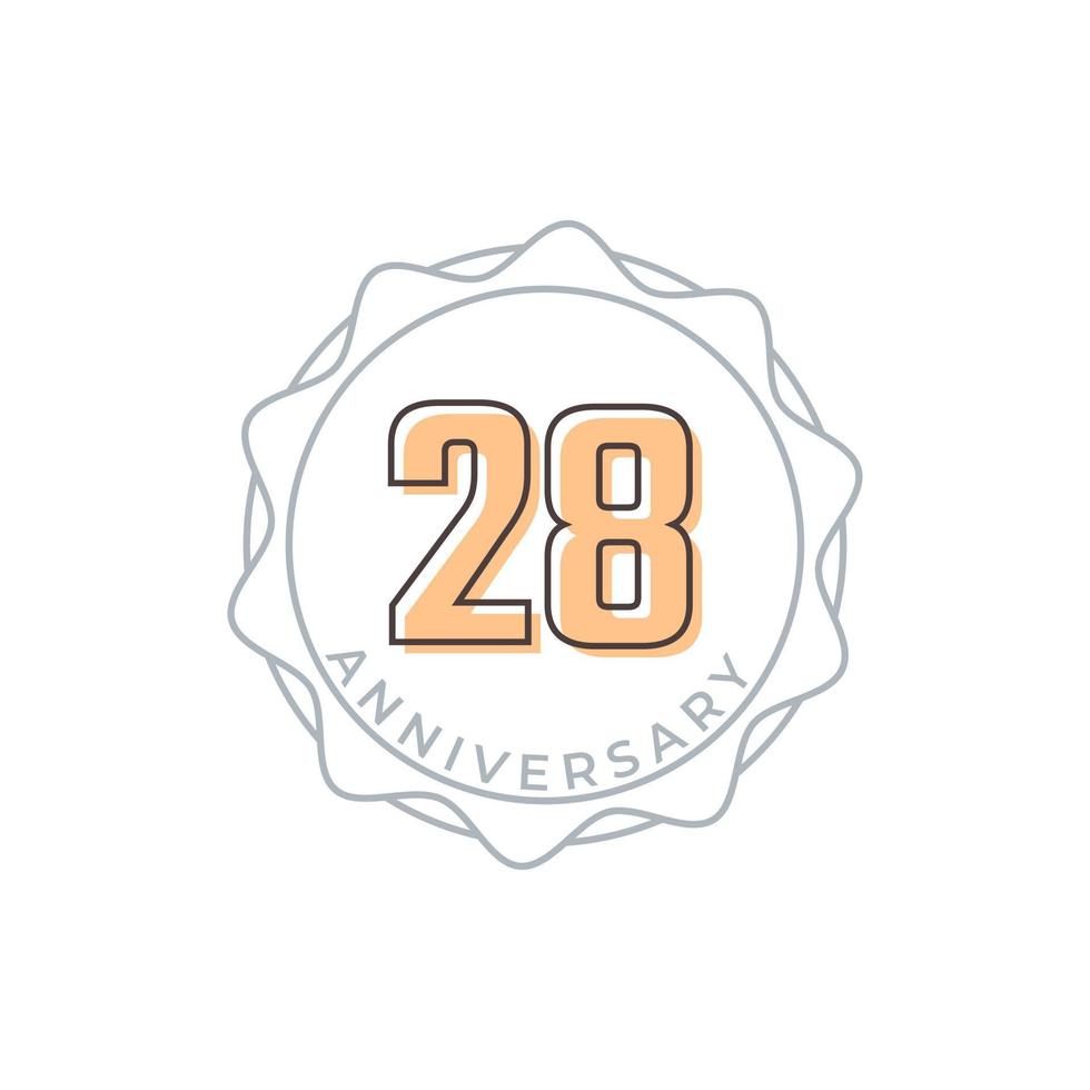 28 Year Anniversary Celebration Vector Badge. Happy Anniversary Greeting Celebrates Template Design Illustration