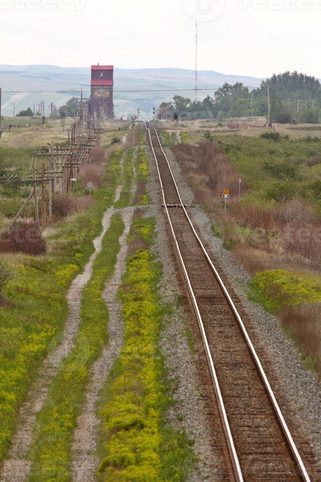 railraod tracks leading into Mortlach in Saskatchewan photo