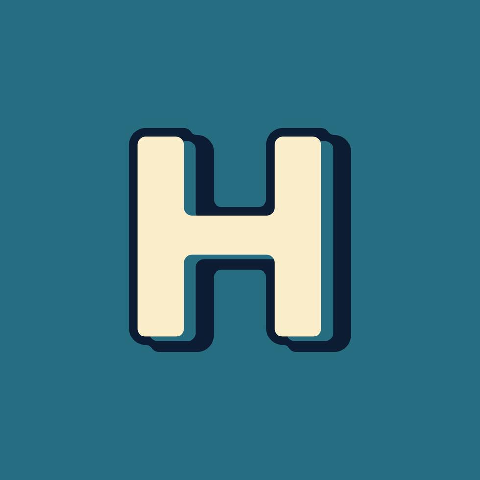 Vintage Retro Style Alphabet Letter H Logo Vector with Uppercase Font ...