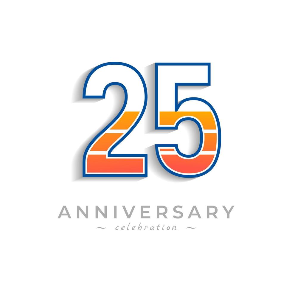 Celebración del aniversario de 25 años con batería de icono de carga para evento de celebración, boda, tarjeta de felicitación e invitación aislada en fondo blanco vector