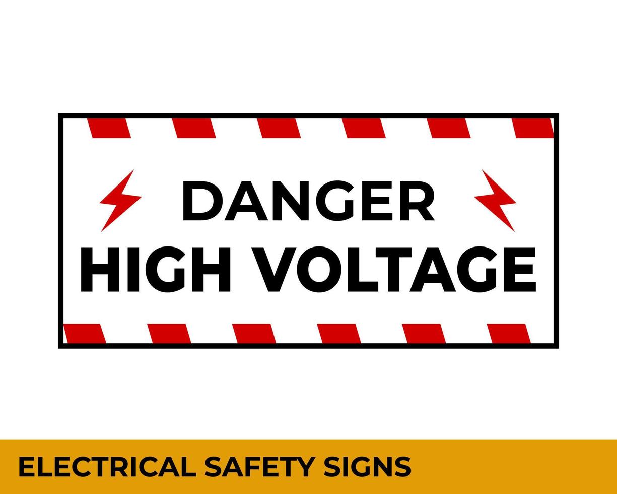 señales de peligro de alto voltaje con mensaje de advertencia para áreas industriales, plantillas de diseño fáciles de usar e imprimir vector
