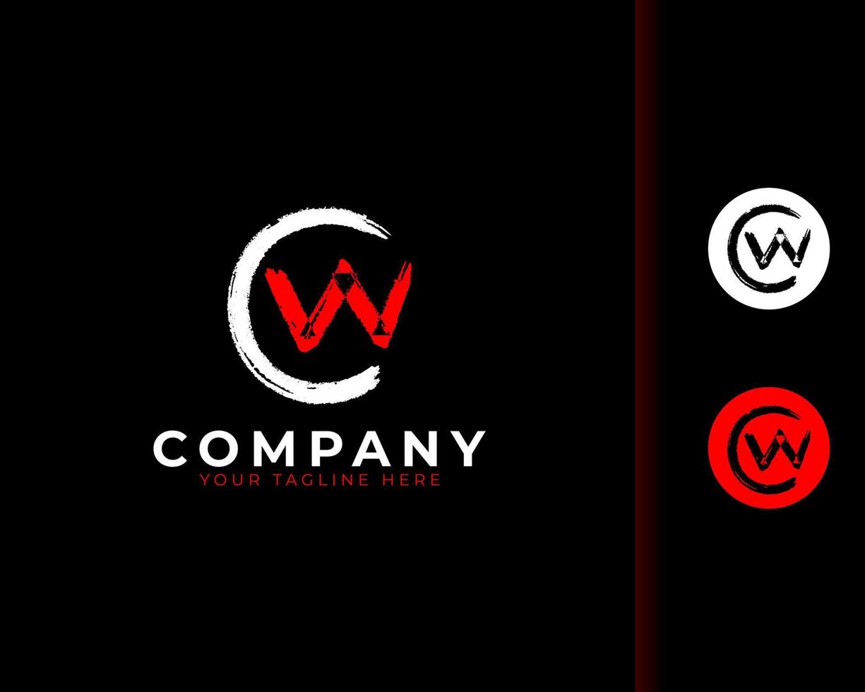 Abstract Letter W grungy font Brush Stroke Logo symbol. Usable for Business and Branding Logos. Flat Vector Logo Design Ideas Template Element. Eps10 Vector