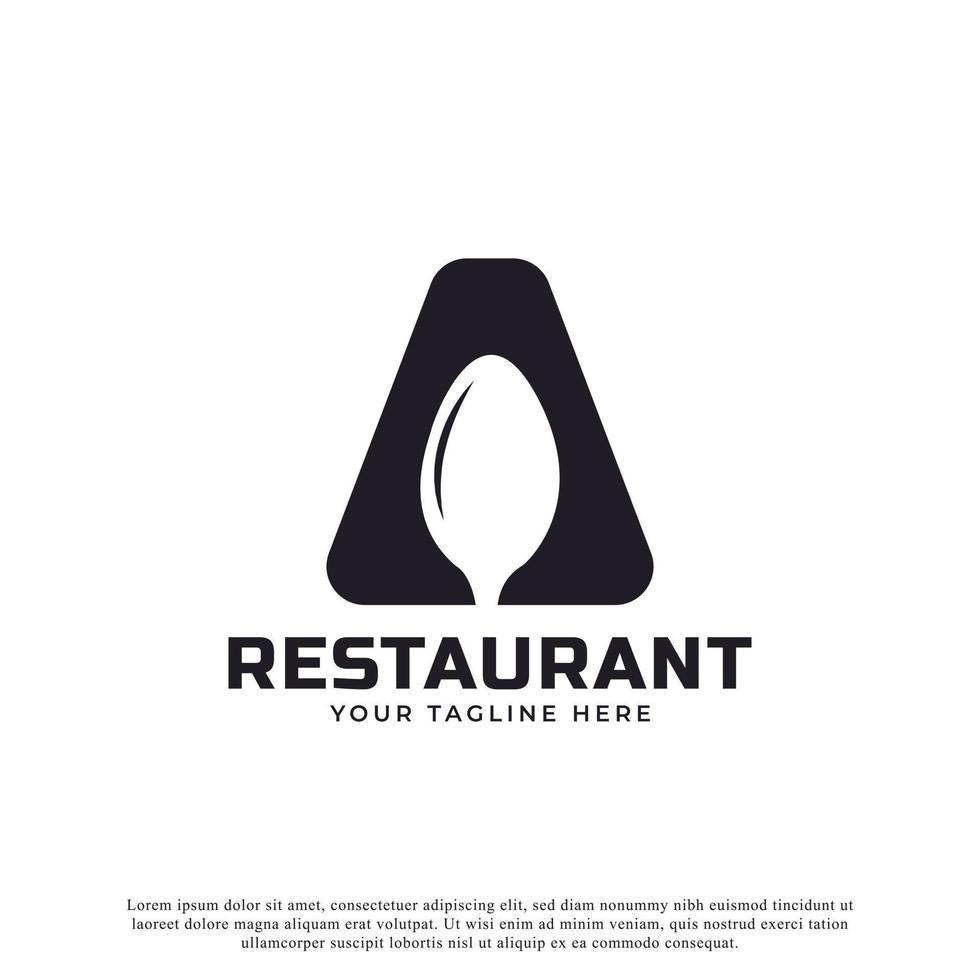 logotipo del restaurante. letra inicial a con tenedor de cuchara para plantilla de diseño de icono de logotipo de restaurante vector