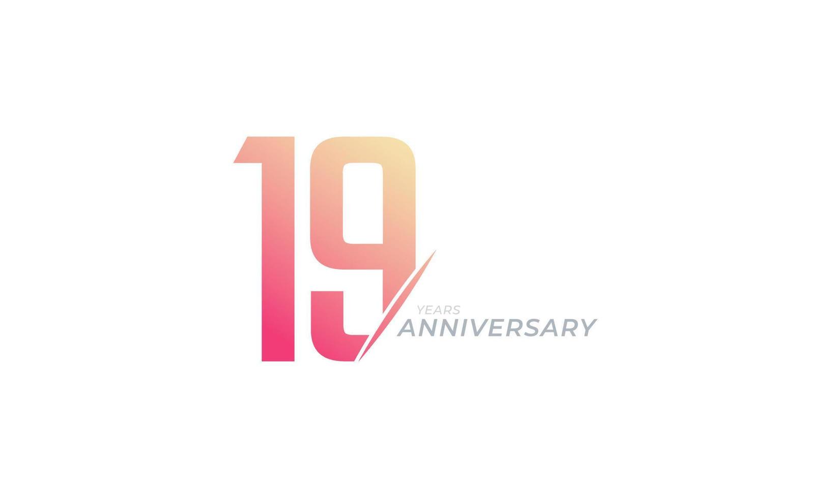 19 Year Anniversary Celebration Vector. Happy Anniversary Greeting Celebrates Template Design Illustration vector