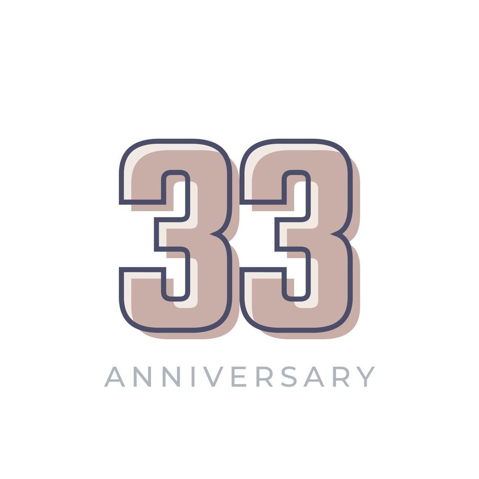 33 Year Anniversary Celebration Vector. Happy Anniversary Greeting Celebrates Template Design Illustration vector