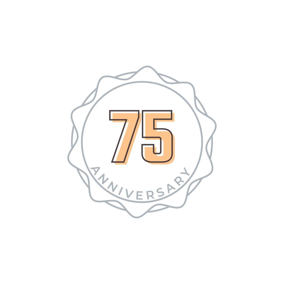 75 Year Anniversary Celebration Vector Badge. Happy Anniversary Greeting Celebrates Template Design Illustration