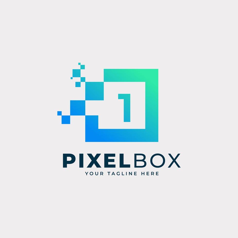 diseño inicial del logotipo de píxel digital número 1. forma geométrica con puntos de píxeles cuadrados. utilizable para logotipos de negocios y tecnología vector