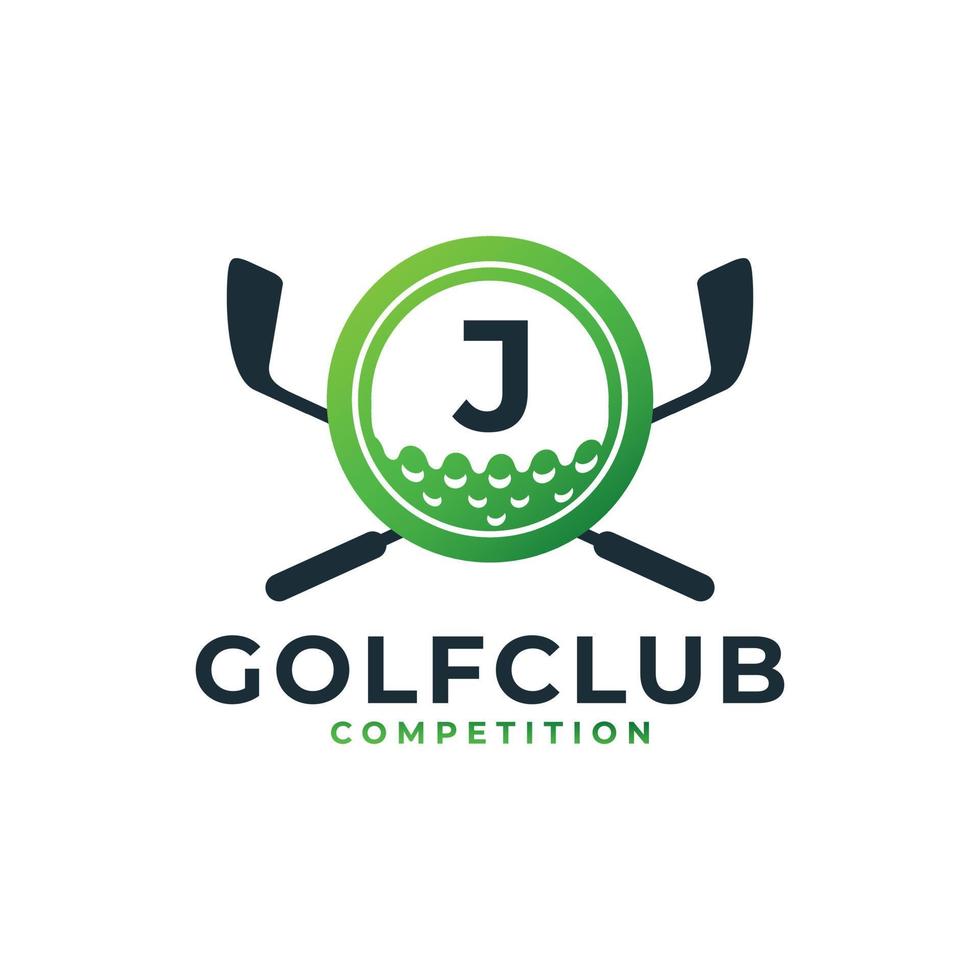 Golf Sport Logo. Letter J for Golf Logo Design Vector Template. Eps10 Vector