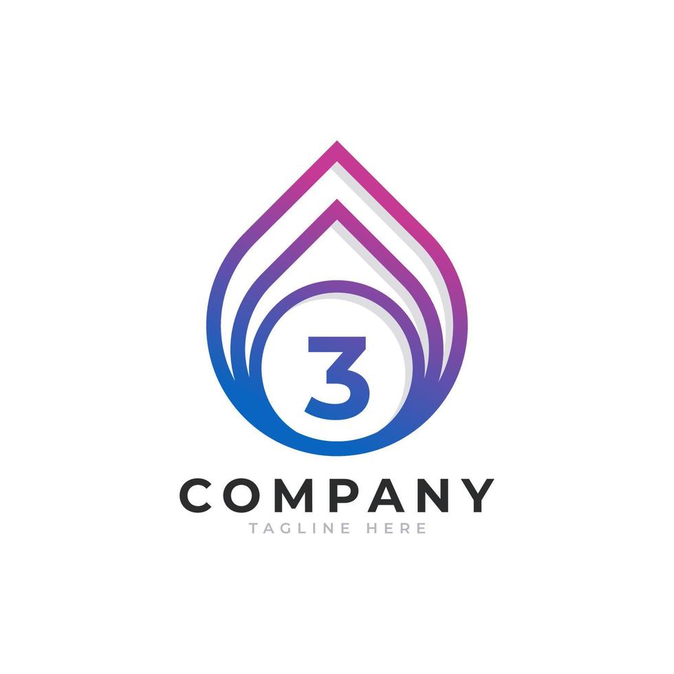 Initial Number 3 with Oil and Gas Logo Design Inspiration vector