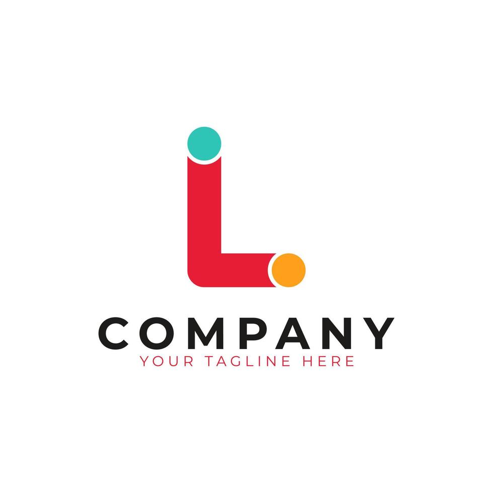 Creative Abstract Initial Letter L Logo. Colorful Rounded Line with Dots. Usable for Business and Branding Logos. Flat Vector Logo Design Ideas Template Element. Eps10 Vector