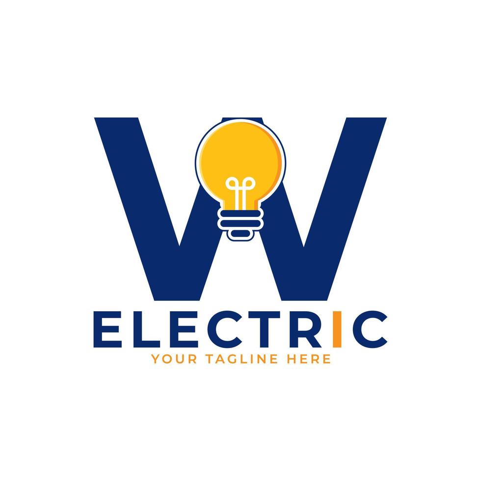 Modern Initial Letter W Smart Light Bulb Logo Design Vector Graphic Icon Template