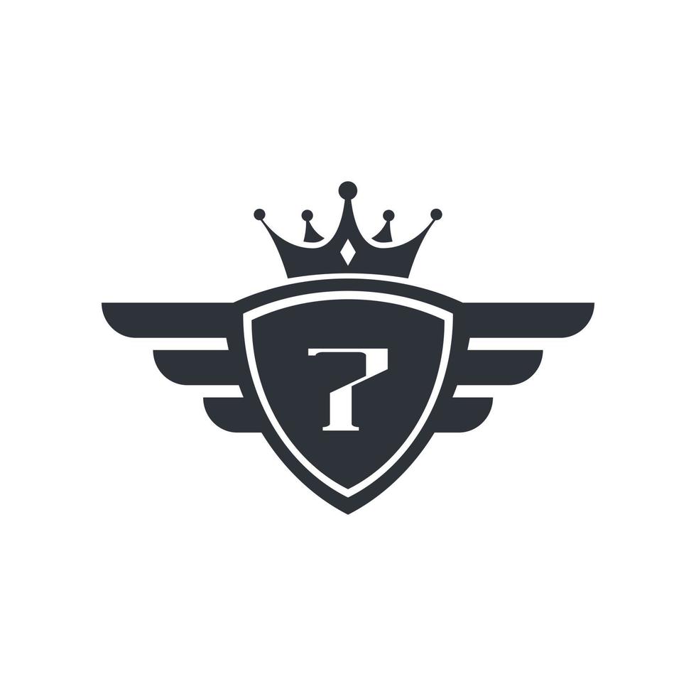 inspiración para el diseño del logotipo del emblema de la victoria del deporte real número 7 vector