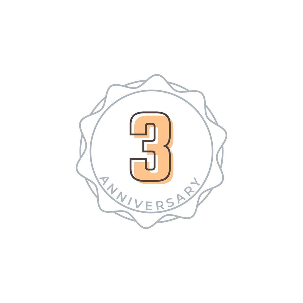 3 Year Anniversary Celebration Vector Badge. Happy Anniversary Greeting Celebrates Template Design Illustration