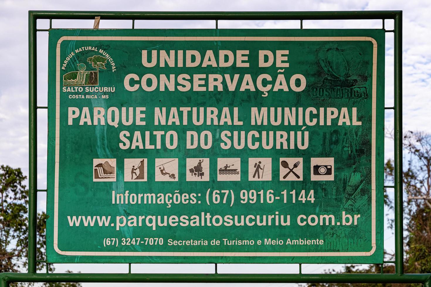 sign entry into the conservation unit Salto do Sucuriu in Portuguese photo