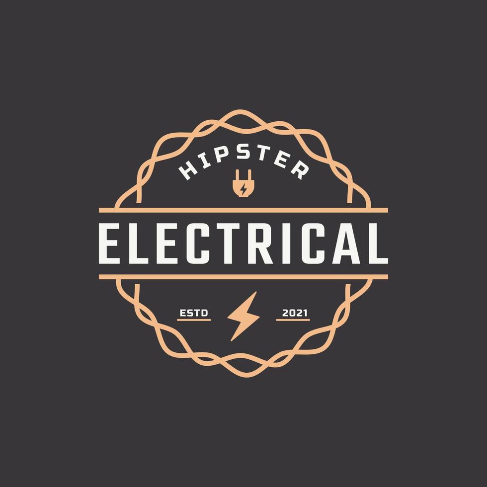 Hipster Vintage Retro Rustic Label Badge for Electric Bolt Flash Storm Stamp Logo Design Inspiration vector