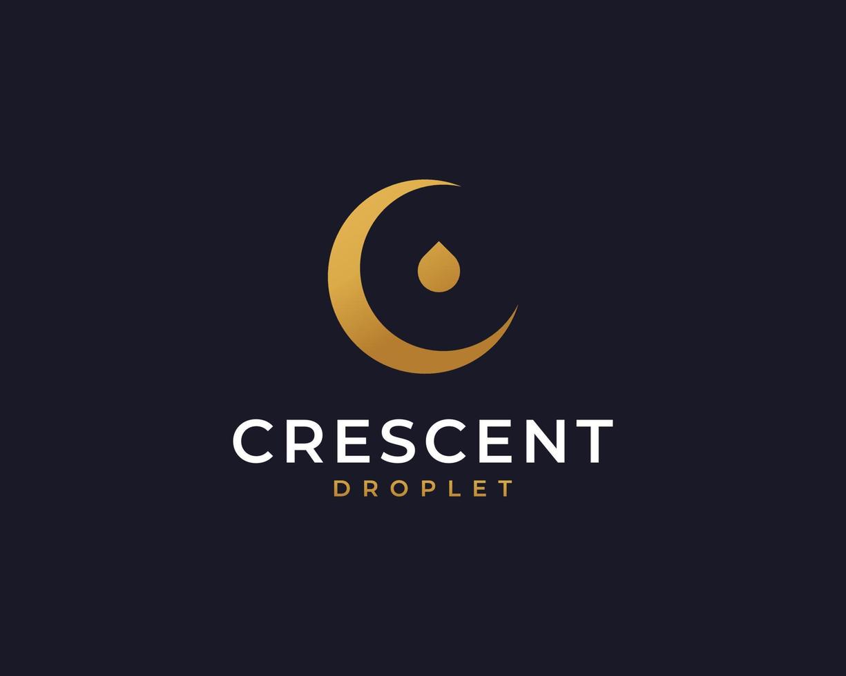 Initial Letter C for Crescent Moon and Water Droplet Logo Design Inspiration vector