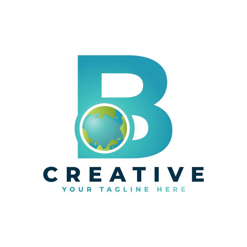 Letter B Global World Earth Logo Design vector
