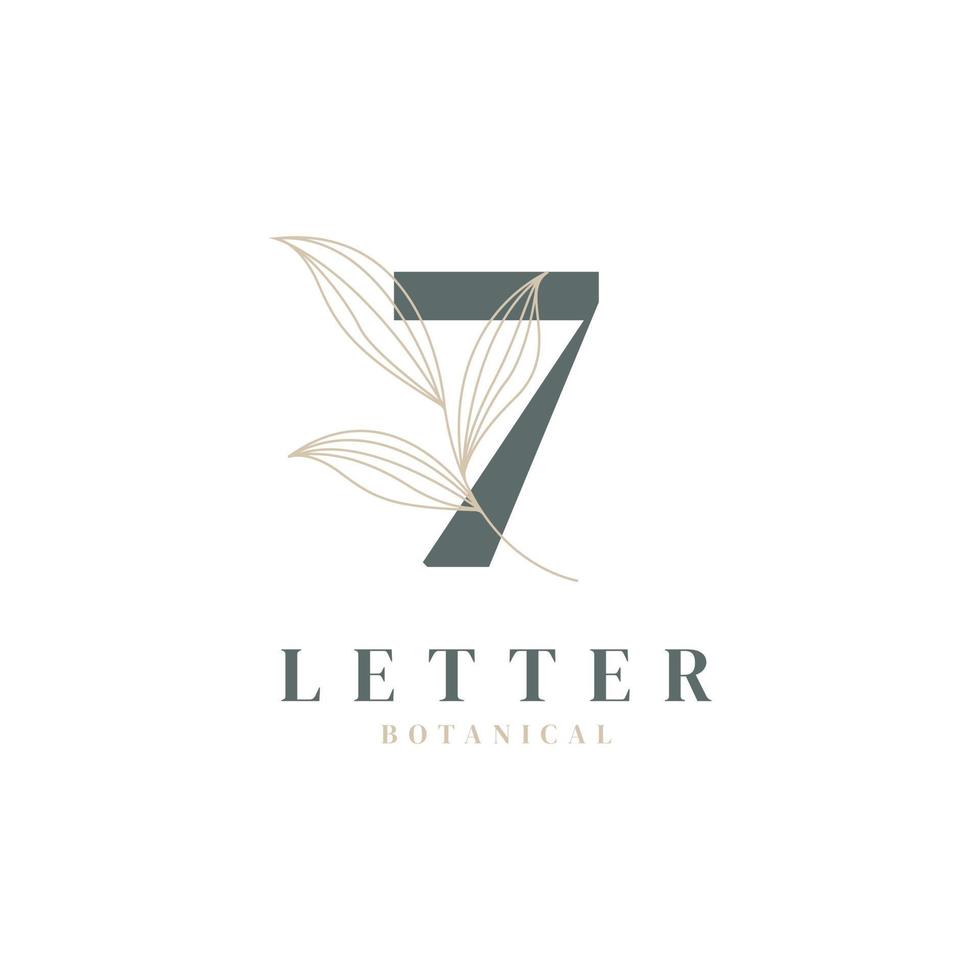 Number 7 Floral and Botanical Logo. Nature Leaf Feminine for Beauty Salon, Massage, Cosmetics or Spa Icon Symbol vector