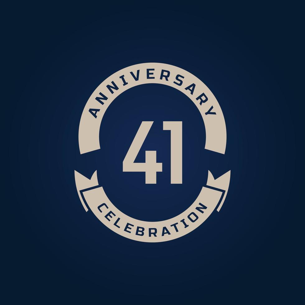 41 Year Anniversary Celebration with Golden Color for Celebration Event, Wedding, Greeting card, and Invitation Isolated on Blue Background vector