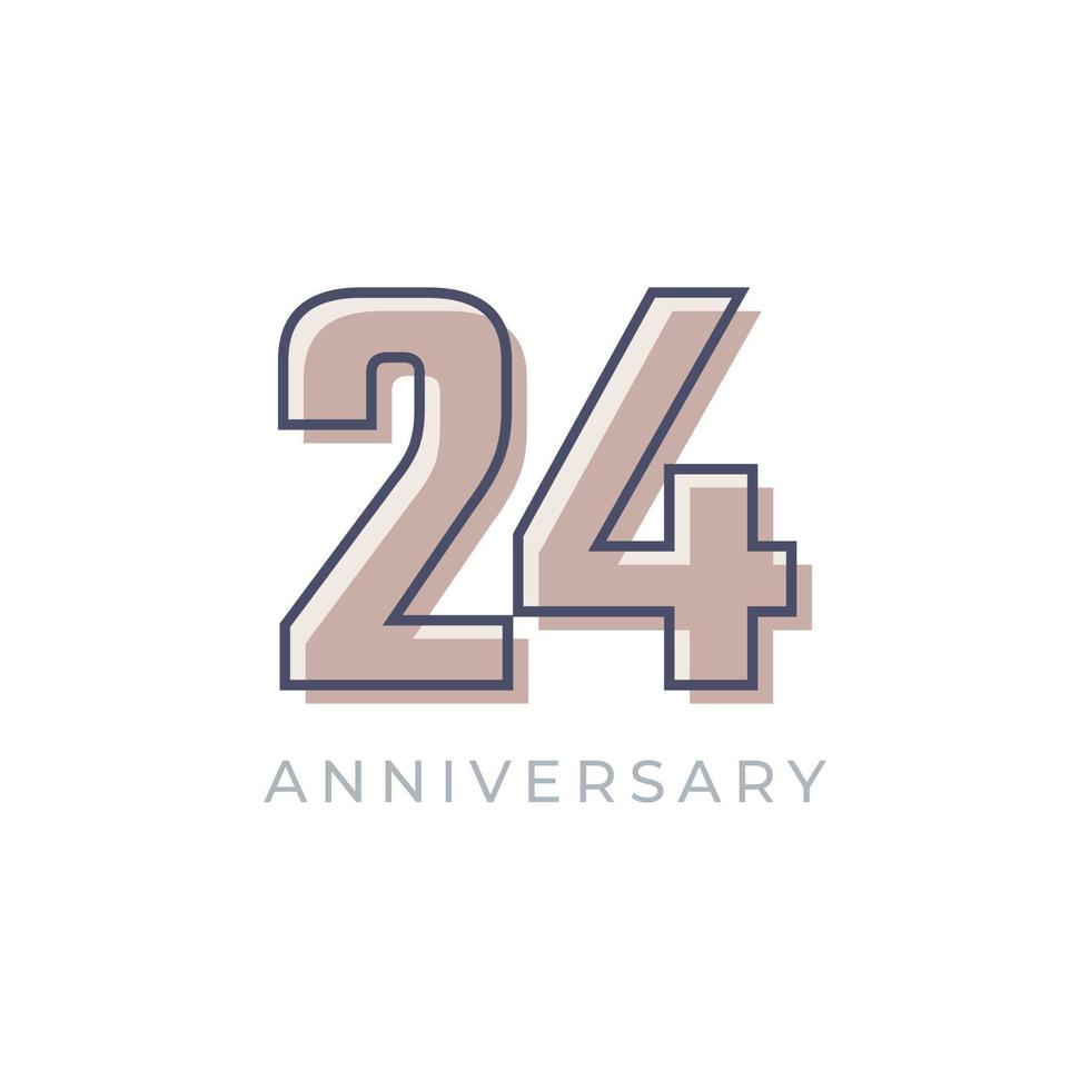 Vector de celebración de aniversario de 24 años. saludo de feliz aniversario celebra ilustración de diseño de plantilla