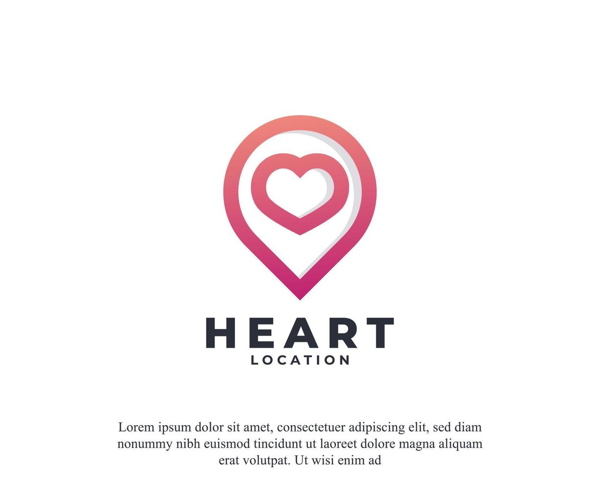 pin de mapa de ubicación con elemento de plantilla de diseño de logotipo de icono de corazón vector