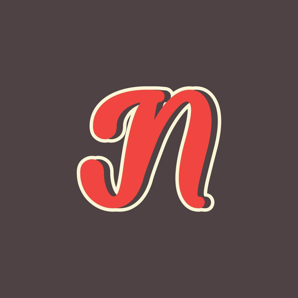 Retro Letter N Logo in Vintage Western Style with Double Layer. Usable for Vector Font, Labels, Posters etc