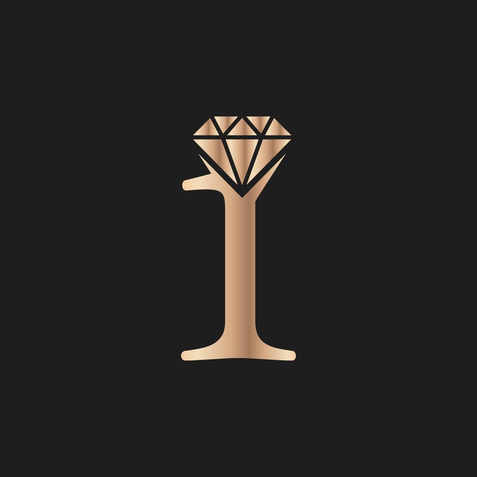 Golden Number Luxury 1 with Diamond Symbol. Premium Diamond Logo Design Inspiration vector