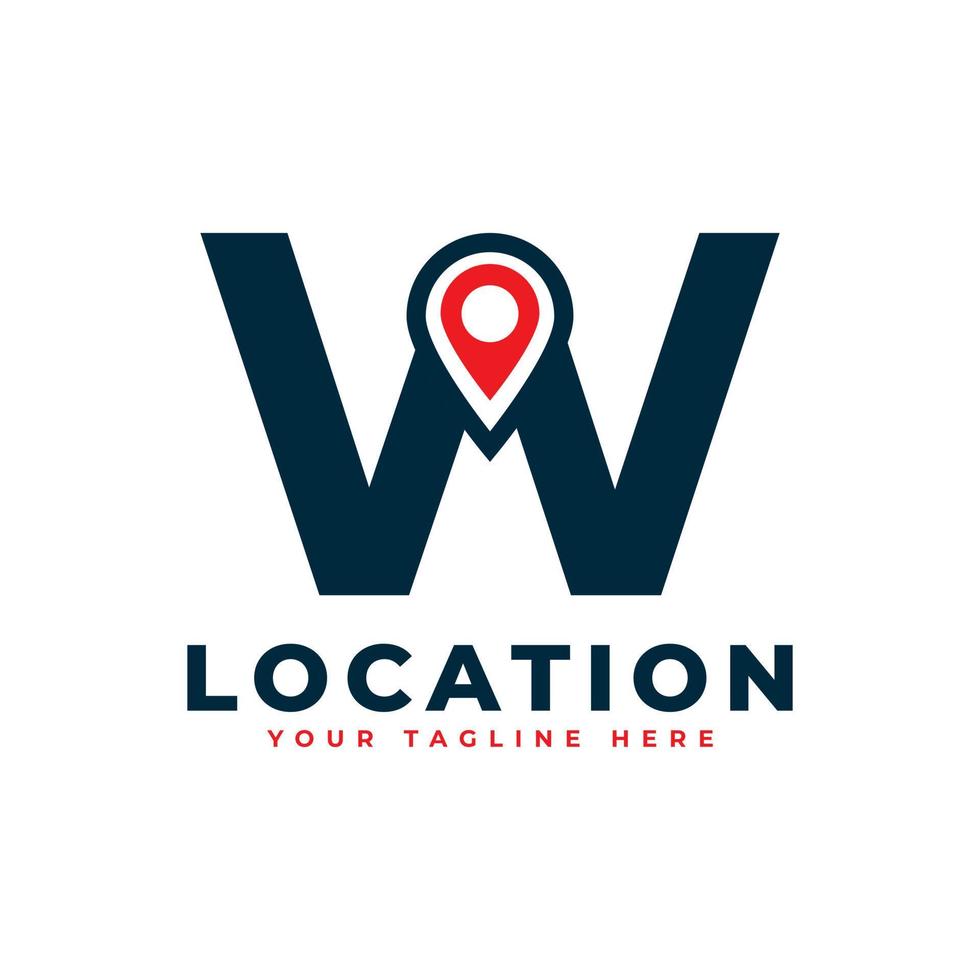 Elegant Letter W Geotag or Location Symbol Logo. Red Shape Point Location Icon. Usable for Business and Technology Logos. Flat Vector Logo Design Ideas Template Element.