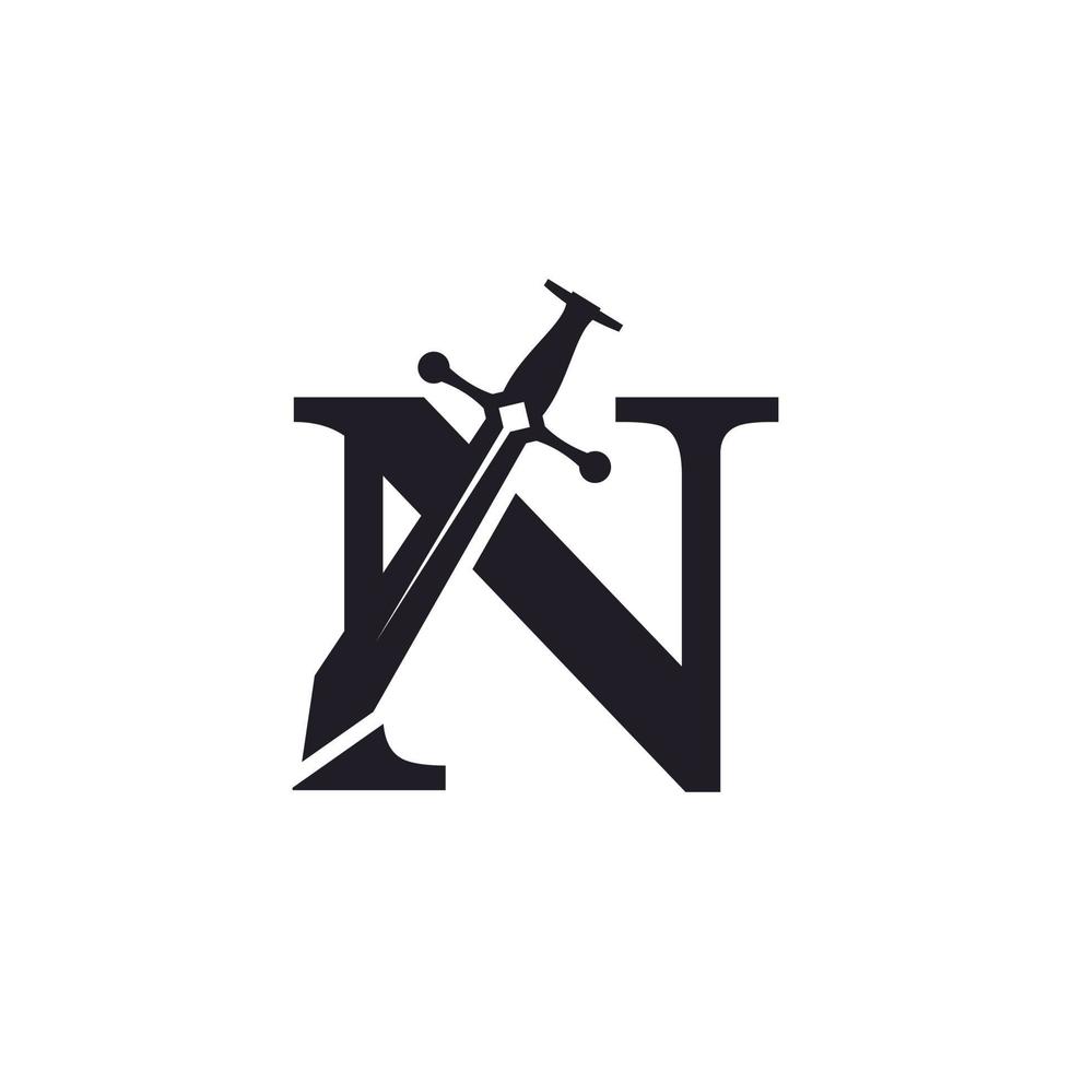 Letter N with Sword Icon Vector Logo Design Template Inspiration