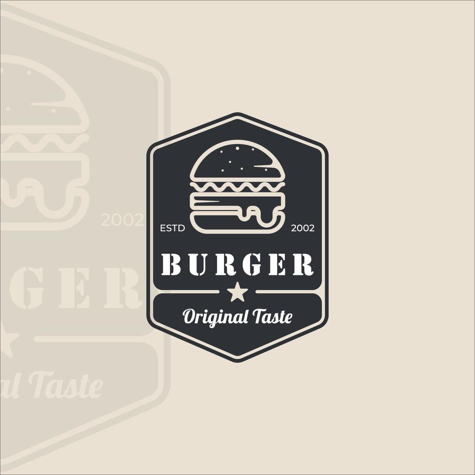 hamburguesa o hamburguesa logotipo vintage vector ilustración plantilla icono diseño gráfico. emblema o etiqueta signo y símbolo de comida rápida