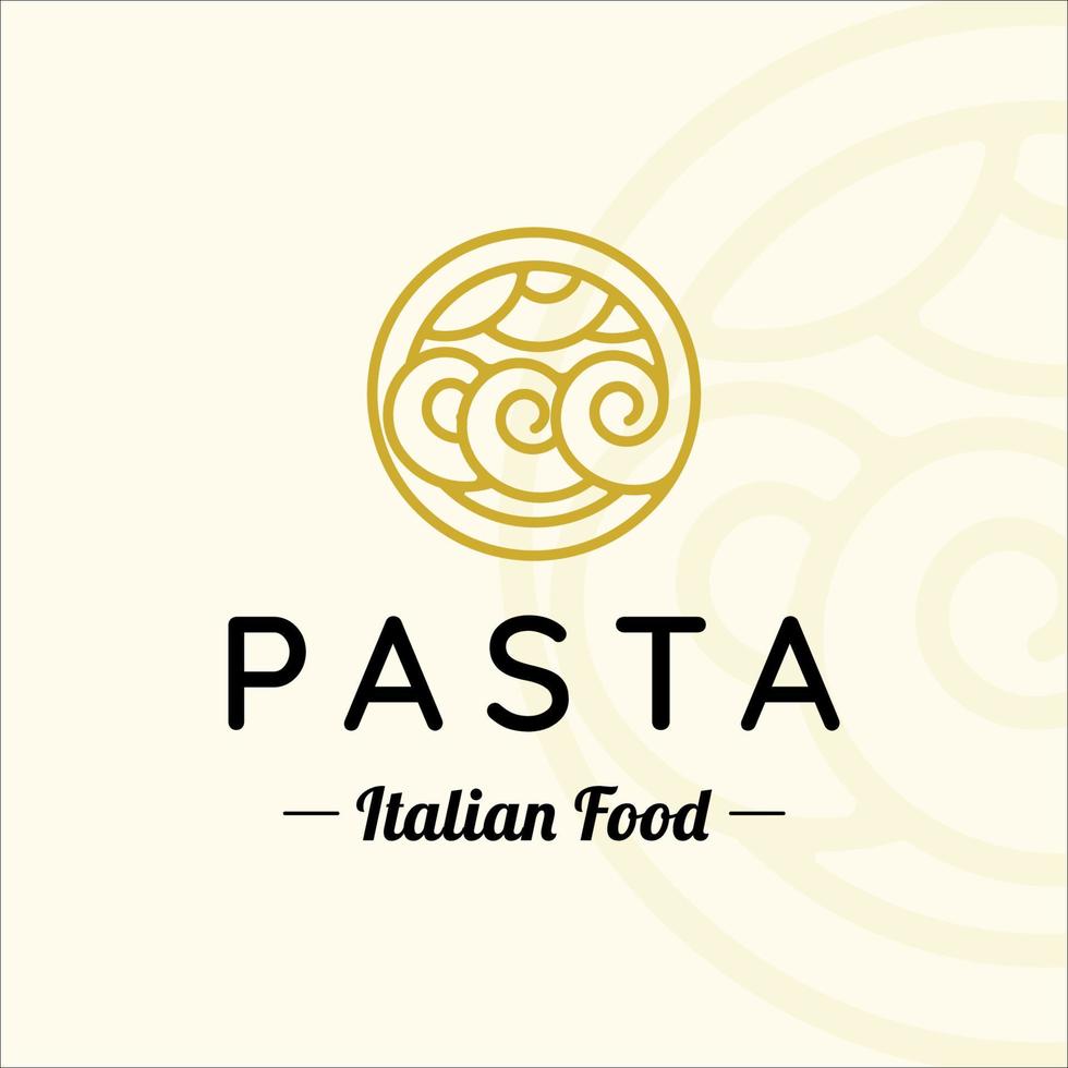 patrón creativo spaghetti o pasta logo vector simple ilustración plantilla icono diseño gráfico. signo o símbolo de fideos para el concepto de restaurante o menú con placa y tipografía