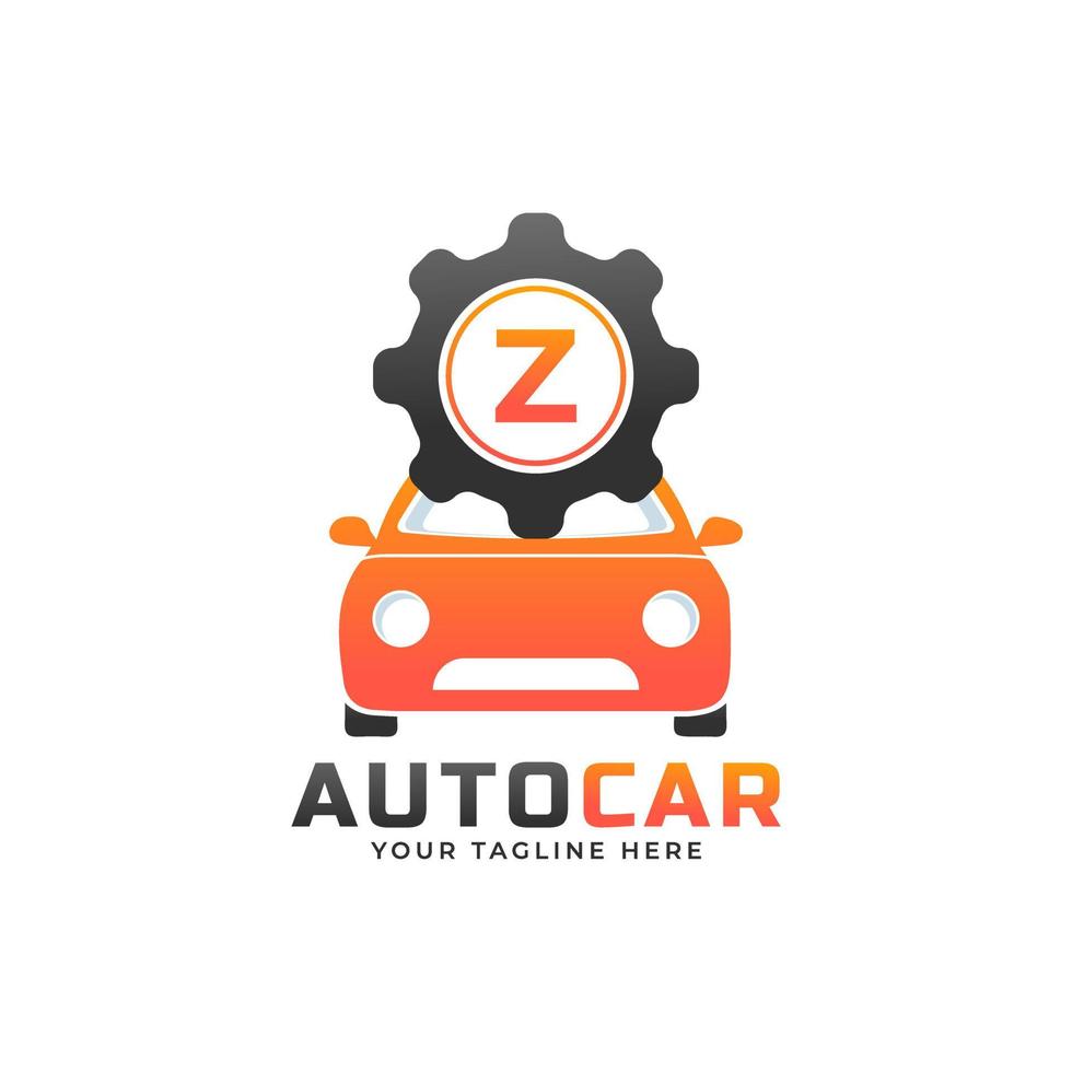 letra z con vector de mantenimiento de coche. concepto de diseño de logotipo automotriz de vehículo deportivo.