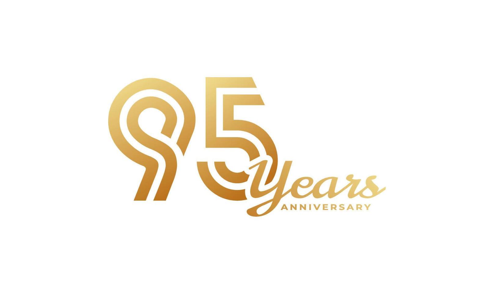95 Year Anniversary Celebration with Handwriting Golden Color for Celebration Event, Wedding, Greeting card, and Invitation Isolated on White Background vector