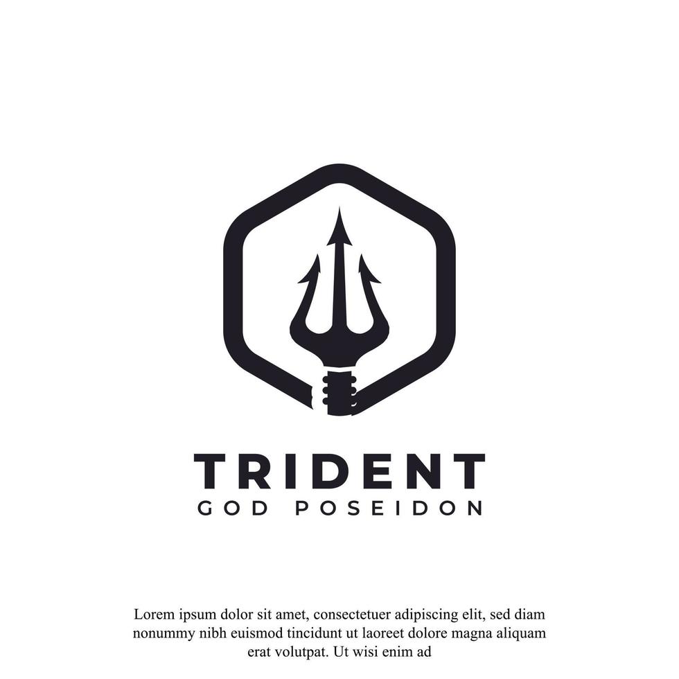 Classic Vintage Trident Neptune God Poseidon Triton King Spear Logo Icon Design Template vector