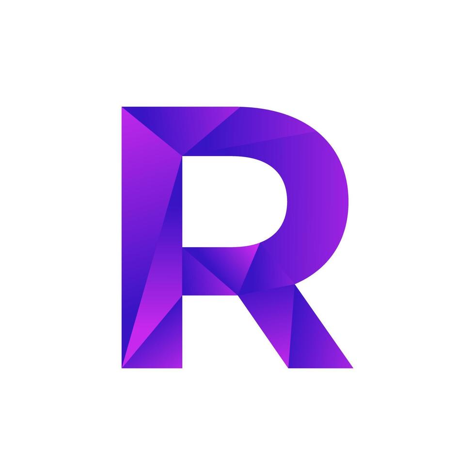 Initial Letter R Low Poly Overlay Logo Design Template. Vector EPS 10