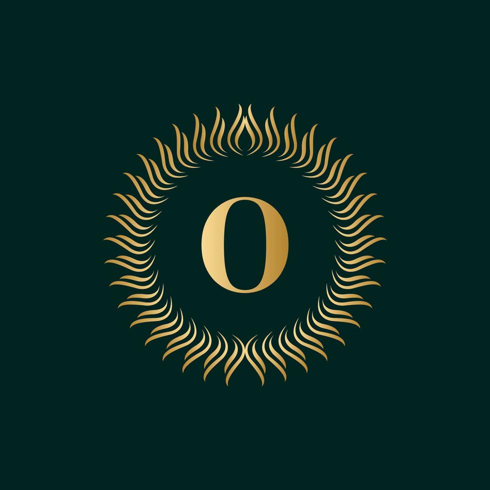 Emblem Letter O Weaving Circle Monogram Graceful Template. Simple Logo Design for Luxury Crest, Royalty, Business Card, Boutique, Hotel, Heraldic. Calligraphic Vintage Border. Vector Illusration