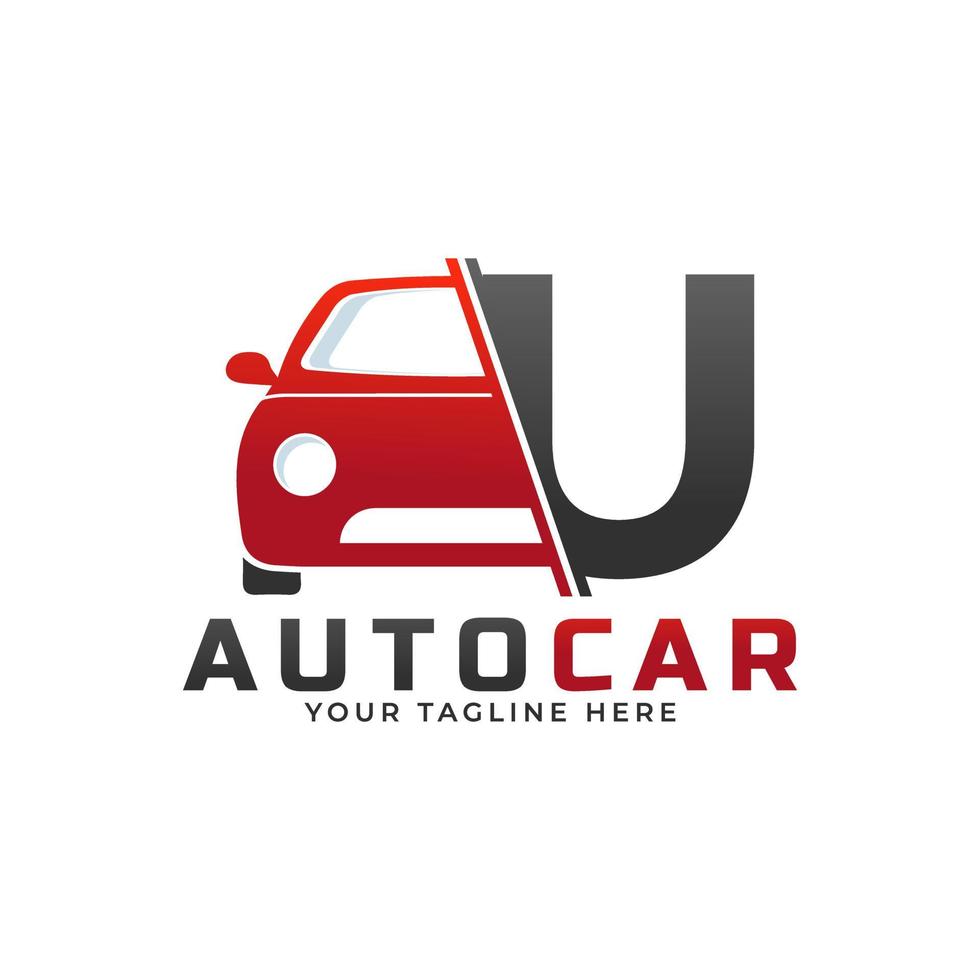 Letter U with Car Maintenance Vector. Concept Automotive Logo Design of Sports Vehicle. vector