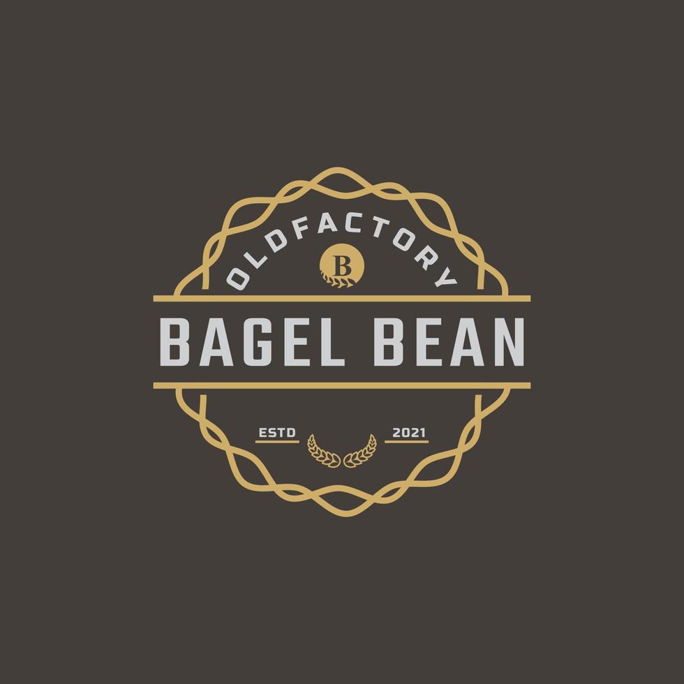 insignia de etiqueta vintage retro rústica letra b para inspiración de diseño de logotipo de bagels vector