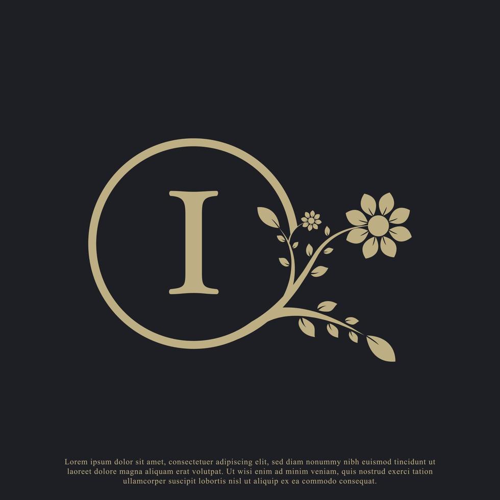la plantilla de logotipo de lujo del monograma de la letra circular i florece. adecuado para la marca natural, ecológica, joyería, moda, personal o corporativa. vector