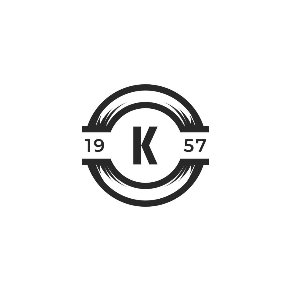 elemento de plantilla de diseño de logotipo de letra k insignia vintage. adecuado para identidad, etiqueta, insignia, café, vector de icono de hotel